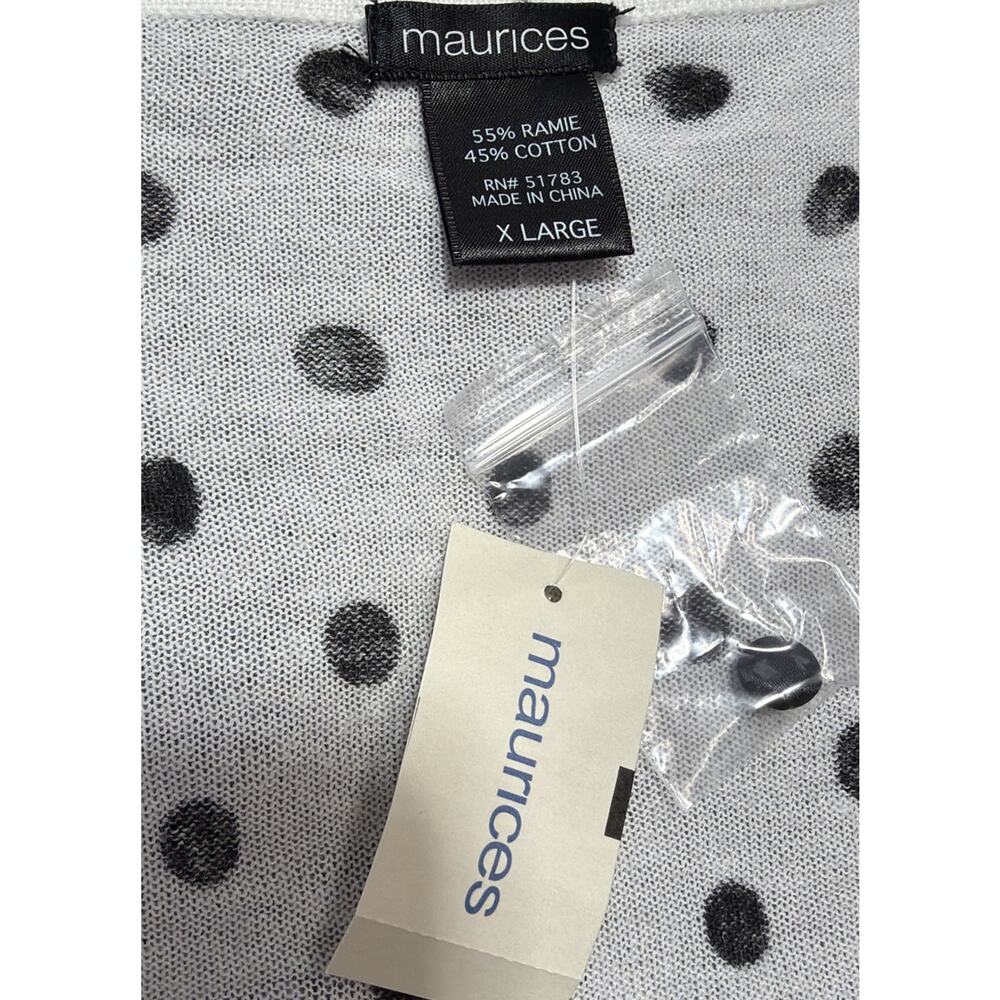 Maurices Womens Button Front V-Neck Cardigan Size XL White Black Polka Dot New - Picture 3 of 5